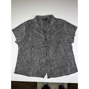 I.N. Studio Black Gray Abstract Print Button‎ Down Shirt 18 – Artsy Retro Top